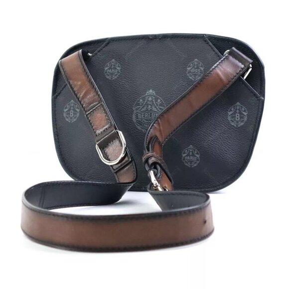 Auth Berluti Body Bag Messenger Bags Black/Browm Leather/Silvertone - Picture 11 of 14